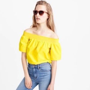 J Crew yellow off the shoulder blouse